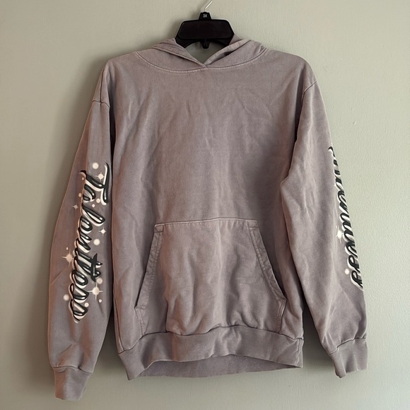 TALENTLESS Graffiti Hoodie, lilac/grey, size S, loose fit, NWOT - Picture 1 of 8